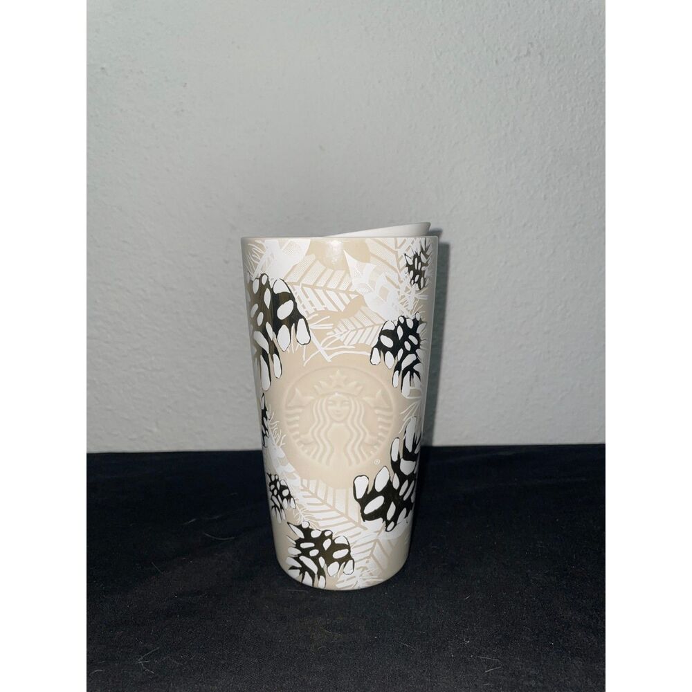 Starbucks 12 oz Beige Winter Botanical Travel Tumbler with Lid